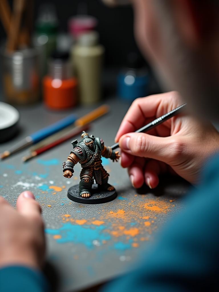 Trabajo detallado de pintura en miniatura
